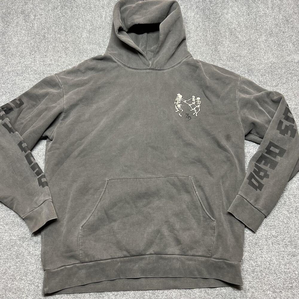Zeds Dead Hoodie Mens 3XL Gray Fleece Pullover Skeleton Ghost Graphic Sweatshirt